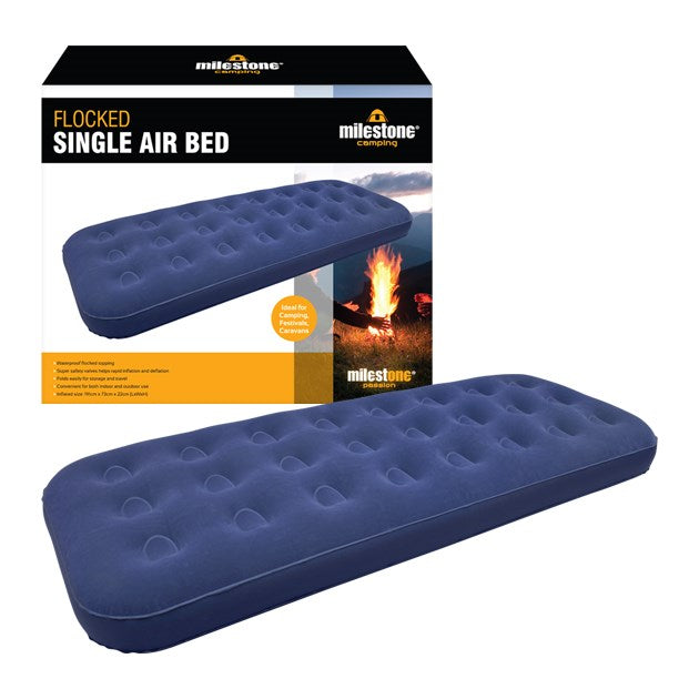 Milestone Single Flocked Airbed (Carton of 6)