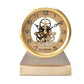Wm. Widdop Gold Metal Mantel Clock Skeleton Movement Arabic