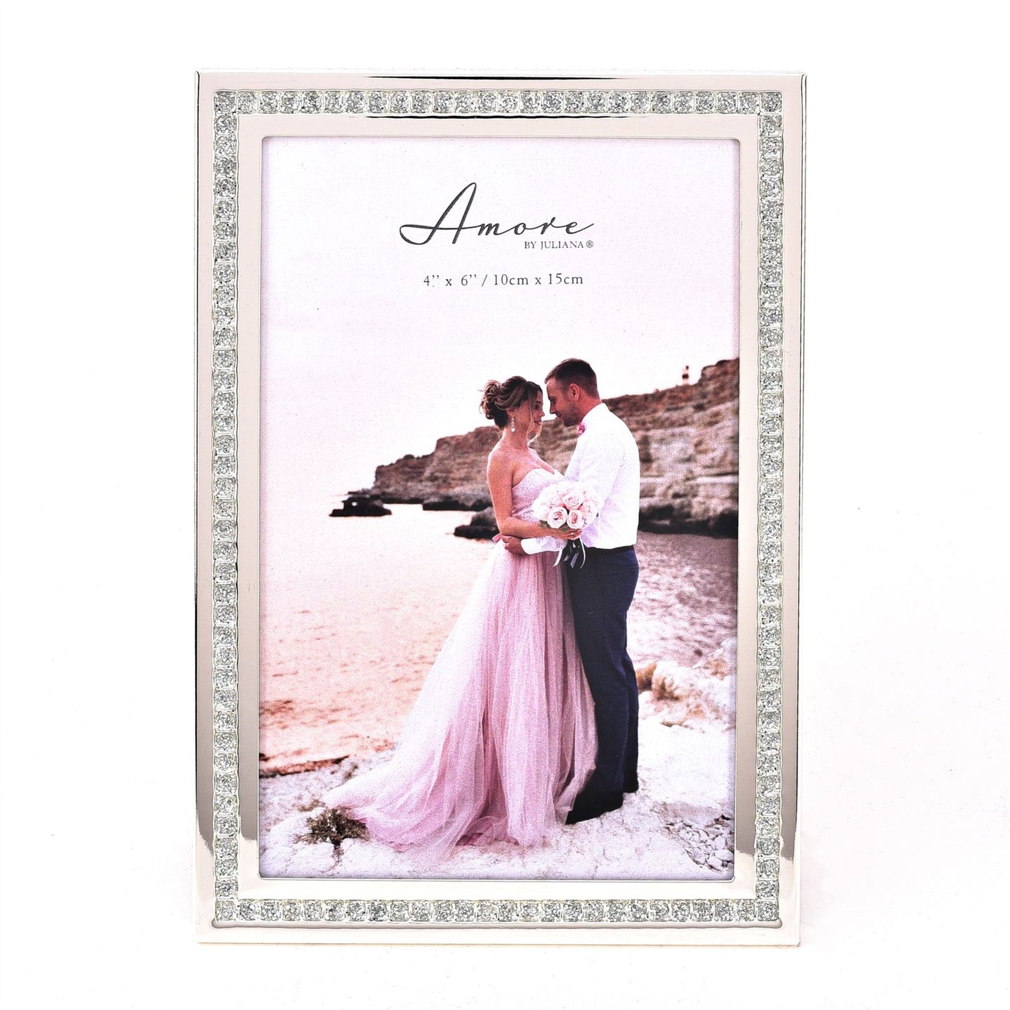 Amore Silver Sparkle Border Photo Frame - 4" x 6"