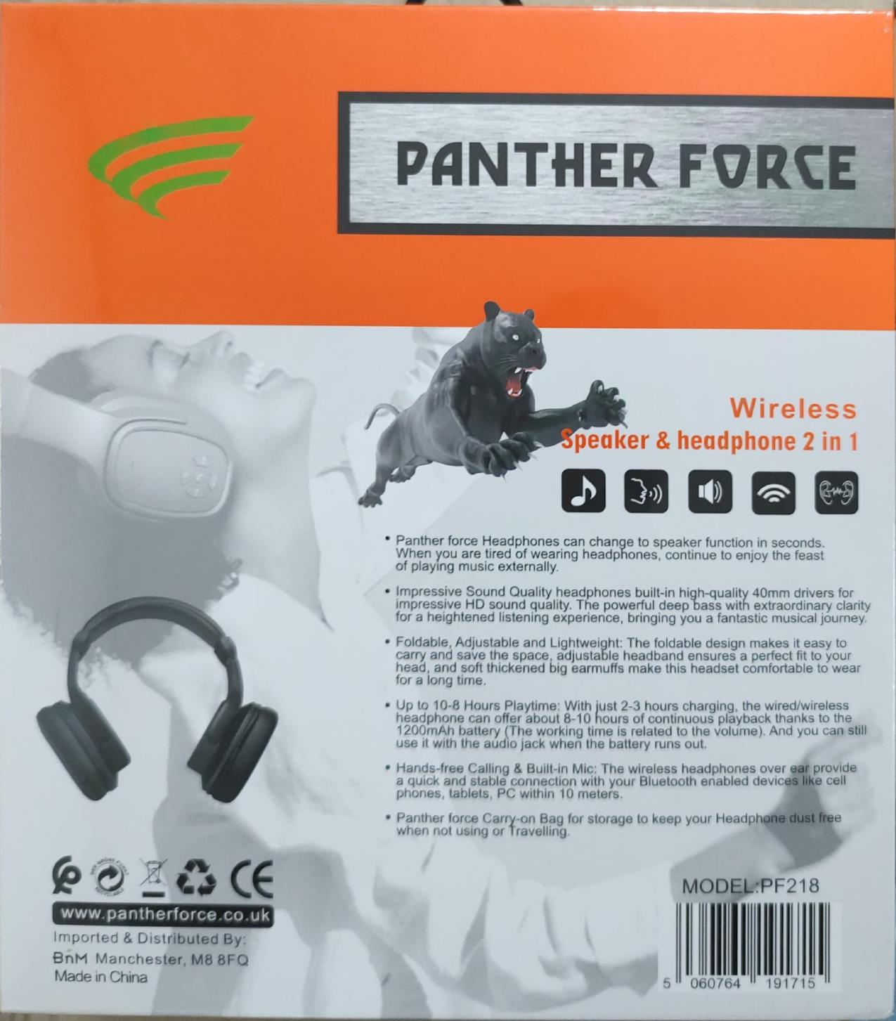 Panther Force Wireless Bluetooth Headphone + Twistout Speaker PF218