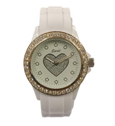 Spirit Ladies Bling Fashion White Dial with Silver Heart Rubber Strap Watch ASPL42 - CLEARANCE NEEDS RE-BATTERY