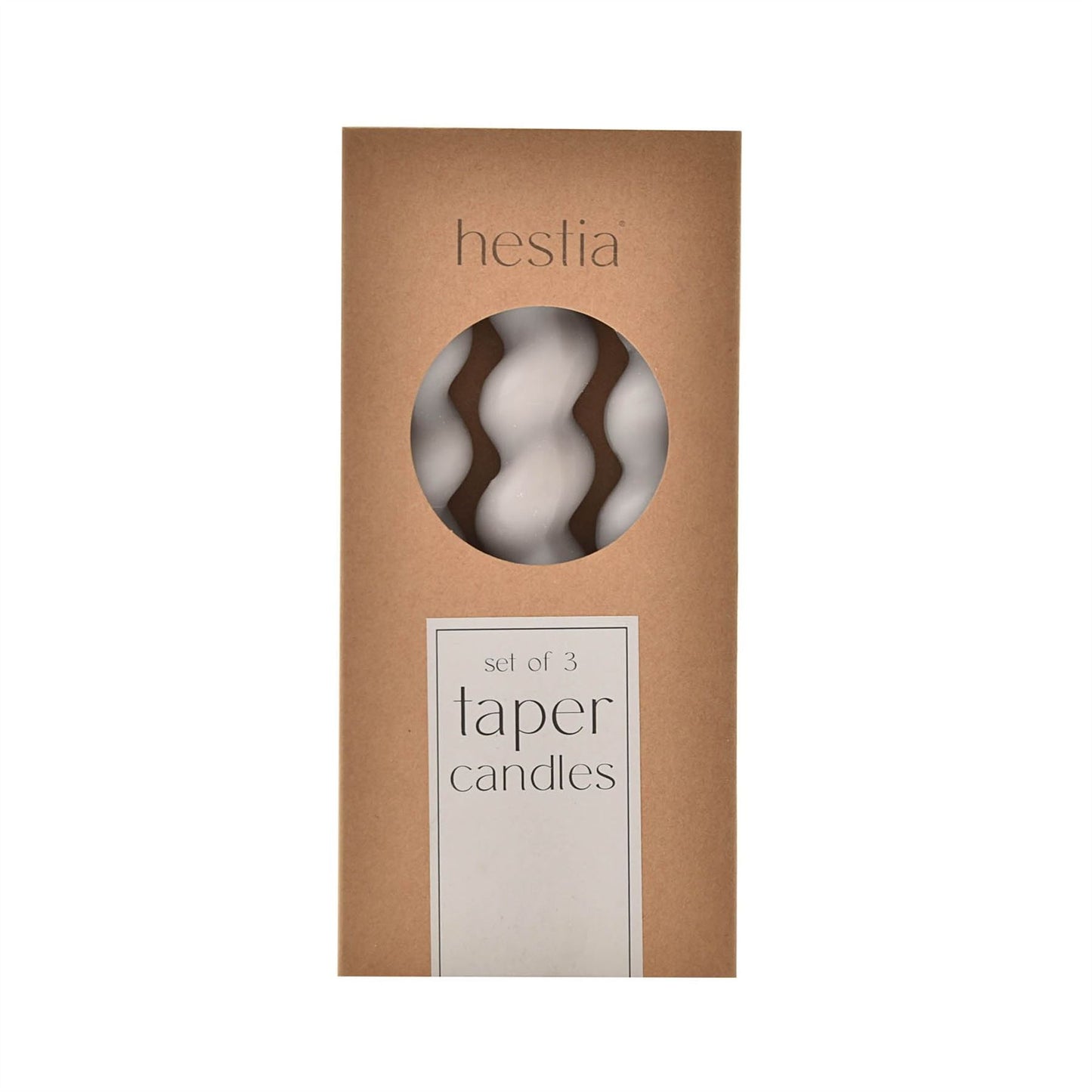 Set of 3 Twisted Taper Candles Dove Grey 20cm