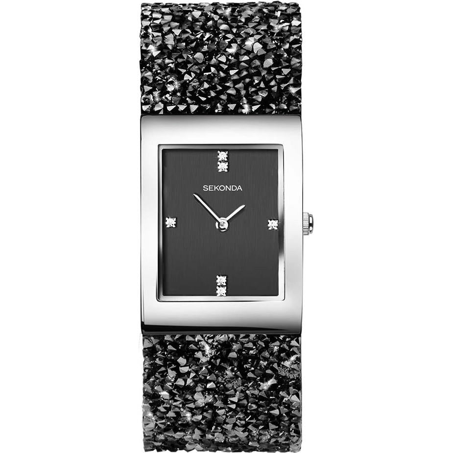 Sekonda Ladies Bling Rocks Black Brass Case & Bracelet with Black Dial Watch 40424