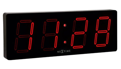 NeXtime "BIG D", square, Large display, Digital with adapter, very silent, 51,5 x 18 cm, Black wall clock