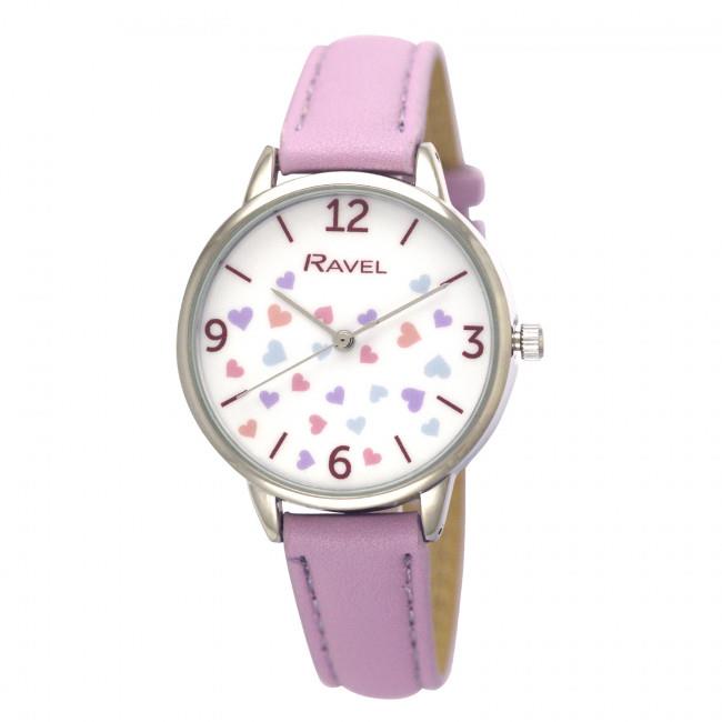 Ravel Ladies Hearts Leather Strap Watch - RF012 Available Multiple Colour