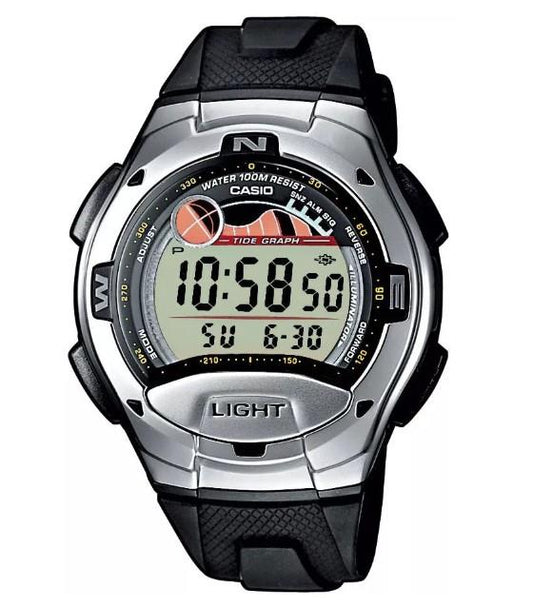 Casio Mens Fashion Sports Digital Chronograph waterproof Digital Black Face Black Rubber Strap Watch W-753-1AVES