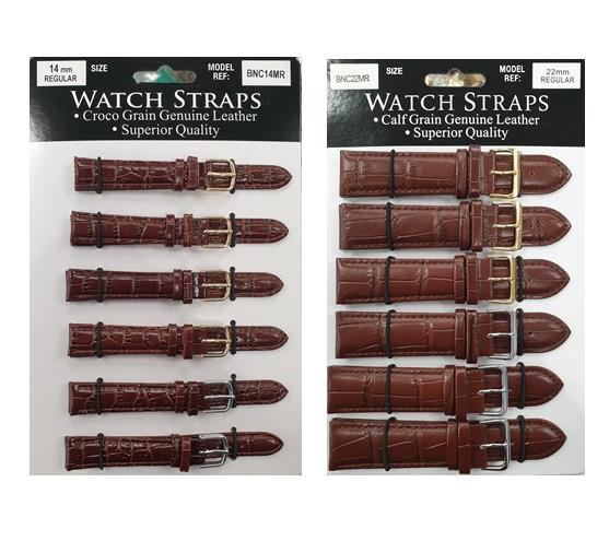 BNCMR Brown padded crocodile Leather Straps card of 6 Available Multiple Size