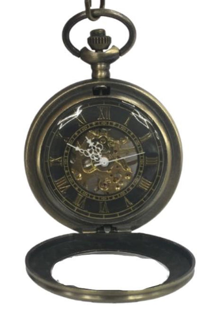 Mens & Ladies Mechanical Hand Winding Half Hunter Steampunk Bronze Pocket Watch