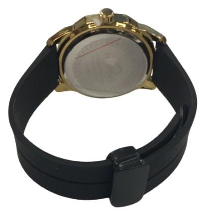 Heryi Rubber Gents Fashion Quartz Date Black Hexagon Dial Black Rubber Magnetic Strap Watch