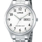 Lorus Mens Day Date White Dial Big Number Stainless steel Bracelet Watch RXN01DX5