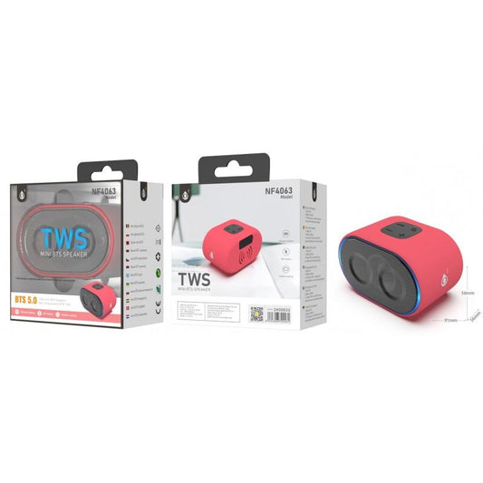 Mini Bluetooth TWS Speaker Candy, 3W, 300mAh, LED Light, BTS 5.0, Red