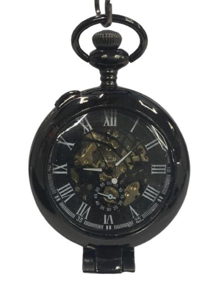 Mens & Ladies Mechanical Hand Winding Half Hunter Steampunk Gun Pocket Watch
