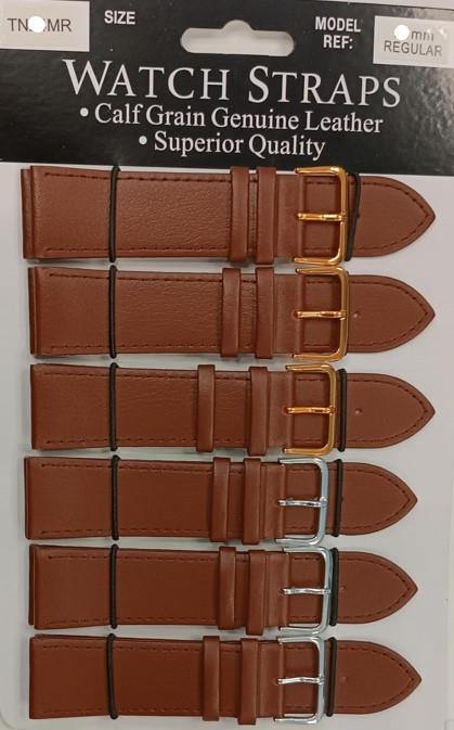 TNMR Tan calf regular watch straps card of 6 Available Size 10MM - 24MM