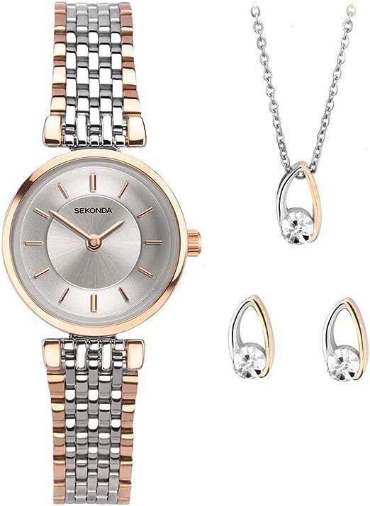 Sekonda Ladies Gold/Silver Bracelet Earings Gift Set  Watch