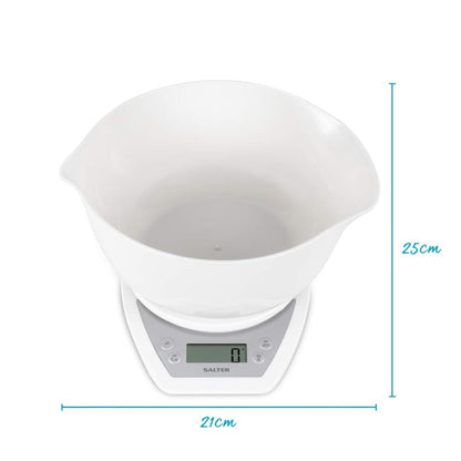 Salter Digital Kitchen Scale & Dual Pour Bowl - White