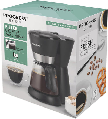 Progress Filter Coffee Maker Machine Auto Shut-Off 1080 W 1.5 L Black