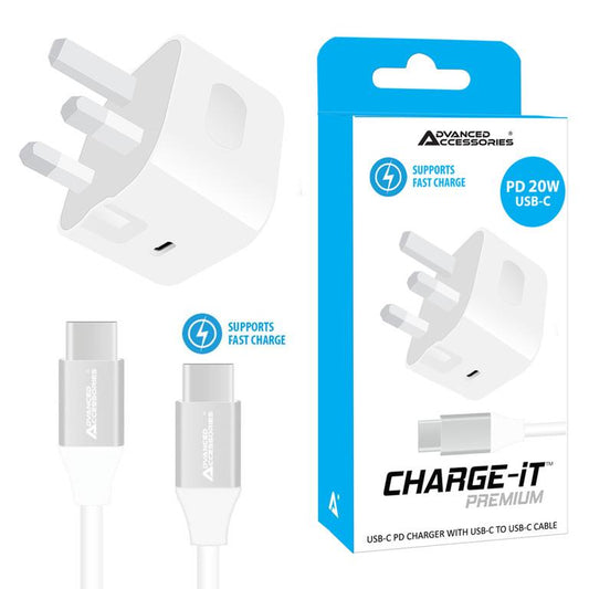 Advanced Accessories Fast Charger 20W with USB C to USB C Charging Cable