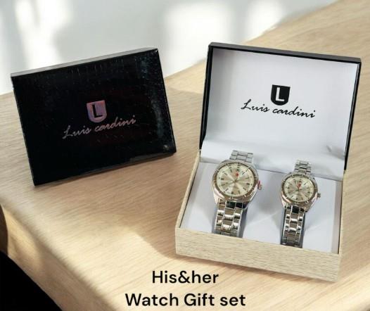 Luis Cardini Couple Mens & Ladies Fashion Dial & Bracelet Watch Gift Set