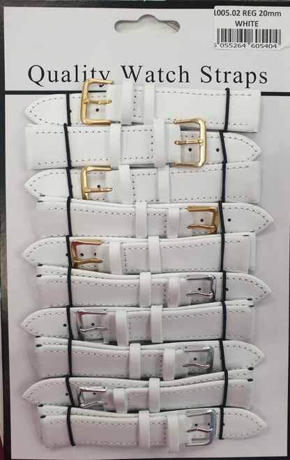 Leather White Watch Straps Pk10 Available sizes from 6mm To 24mm 1005.02