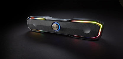 AKAI Bluetooth Gaming LED Soundbar, Colourful LED Light Effects, Bluetooth Connectivity For All Media Players- Games Consoles/Smart TVs, Black