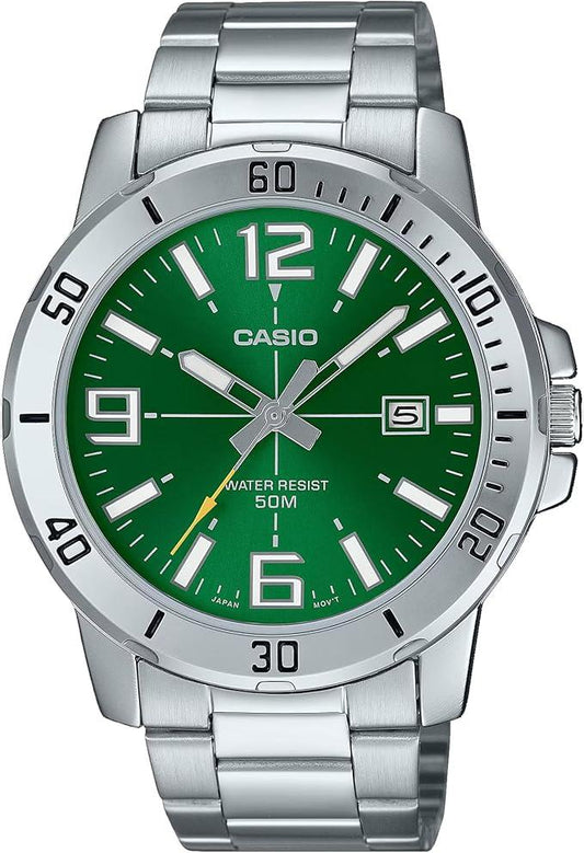 Casio Men's Enticer Stainless Steel Green Dial Casual Analog Sporty Watch
