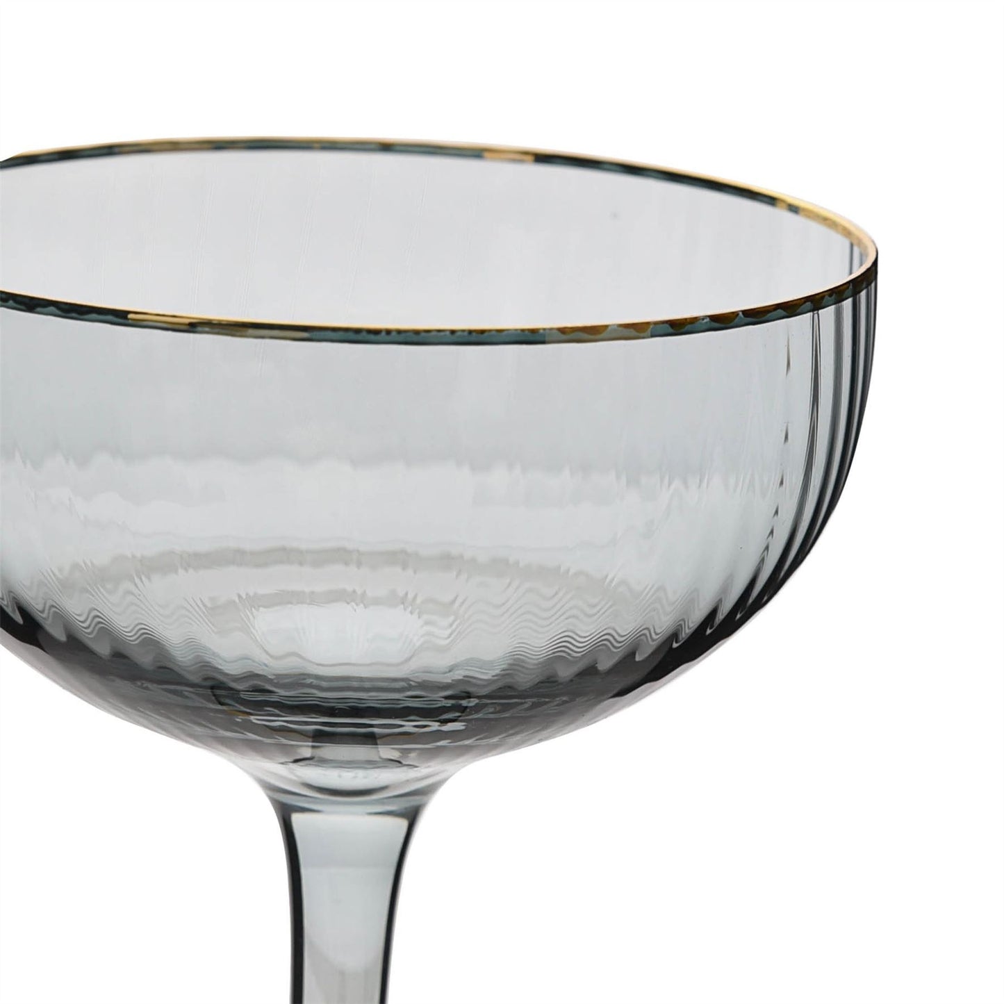 Hestia Set of 2 Grey Cocktail Glasses with Gold Rim