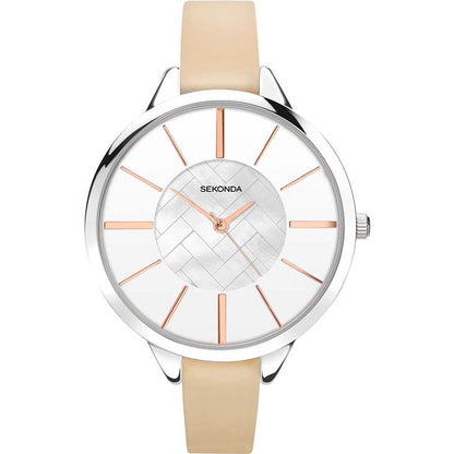 Sekonda Ladies Fashion Editions white Dial with Beige Leather Strap Watch