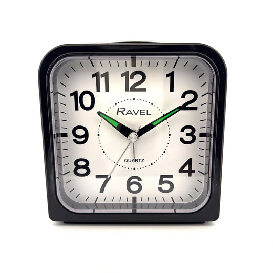 Ravel Bedside Quartz Mid Sized Bold Black Numbers Alarm Clock Black