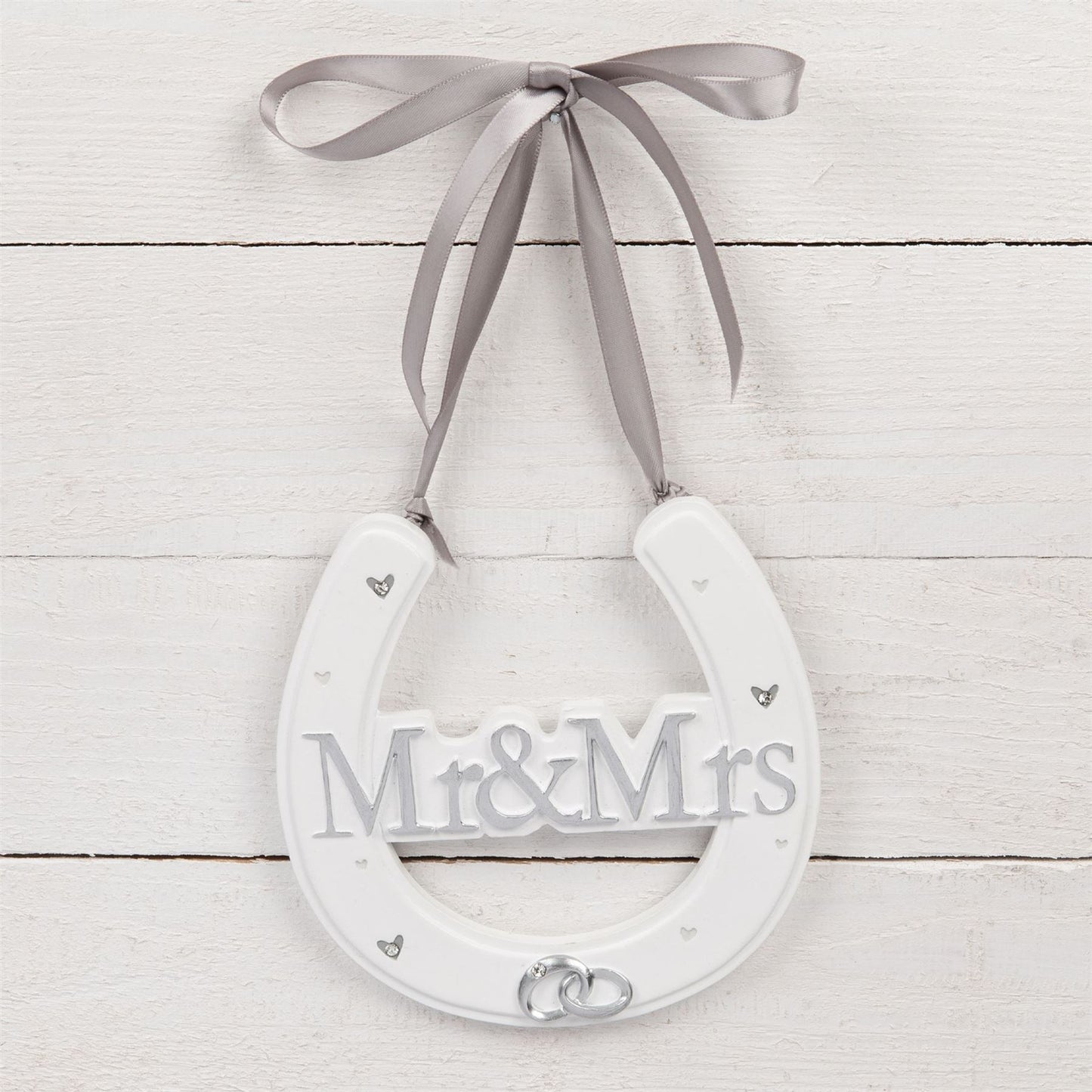 Amore White Resin Wedding Horse Shoe - Mr & Mrs