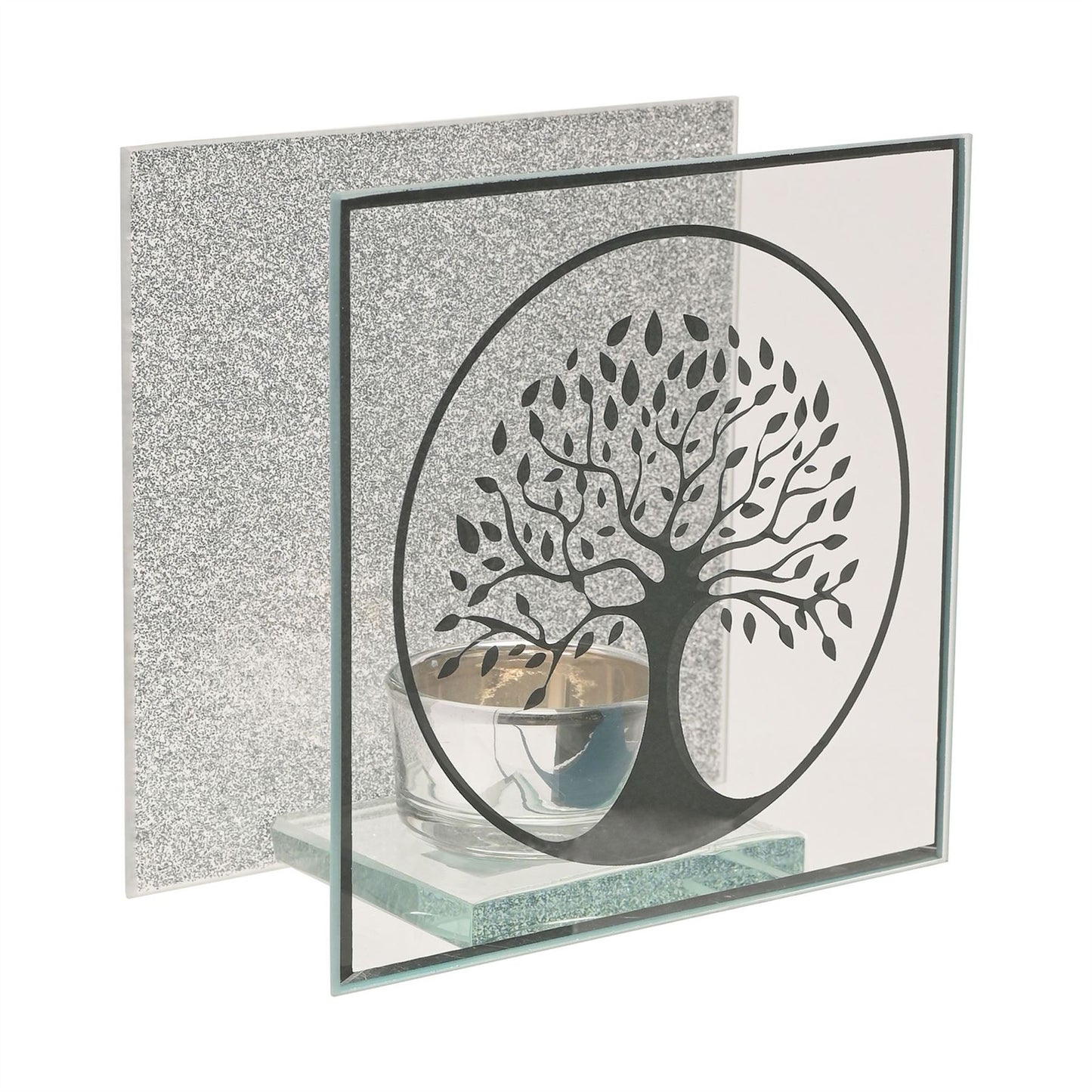 Hestia Glass Tree of Life Tea Light Holder