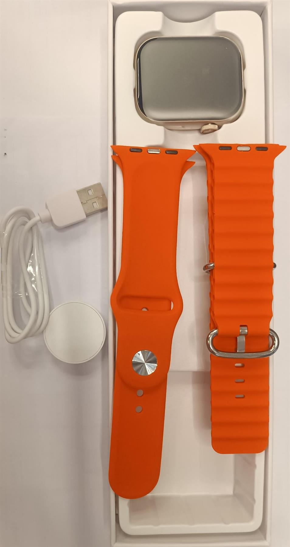 Sunpin SP-S8PRO Mens Smart watch With 2 Orange Rubber Straps