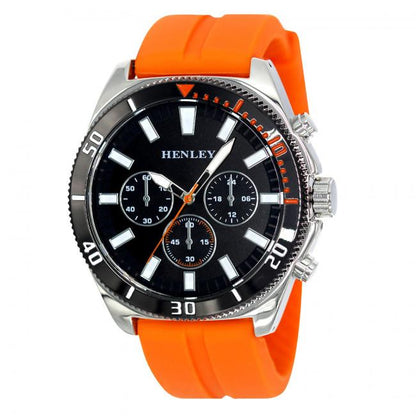 Henley Mens Fashion Polished Multi eye 44mm Dials Soft Silicone Watch H02228 Available Multiple Colour