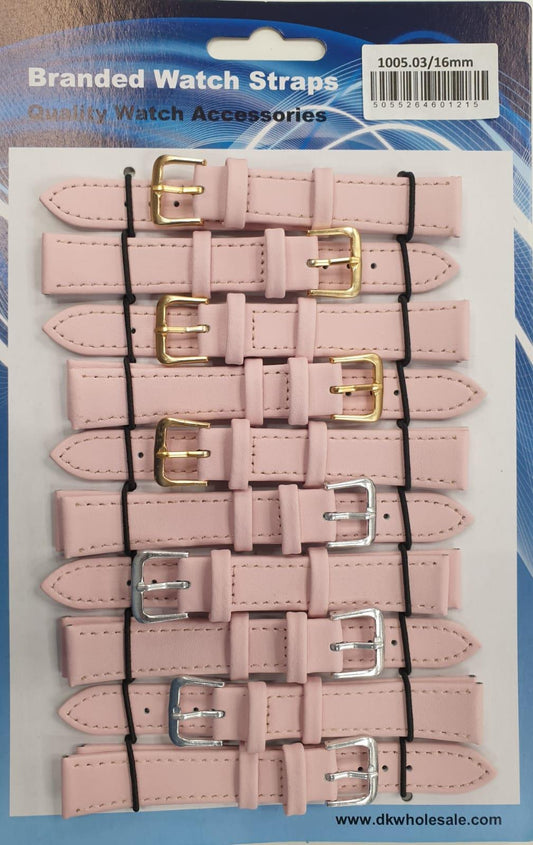 Leather Pink Watch Straps Pk10 Available sizes from 6mm To 24mm 1005.03