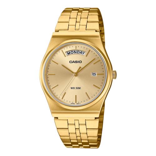 Casio Mens Day Date Green Dial Gold Bracelet Watch