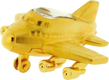 Miniature Clock Gold Aeroplane Solid Brass IMP1015G - CLEARANCE NEEDS RE-BATTERY