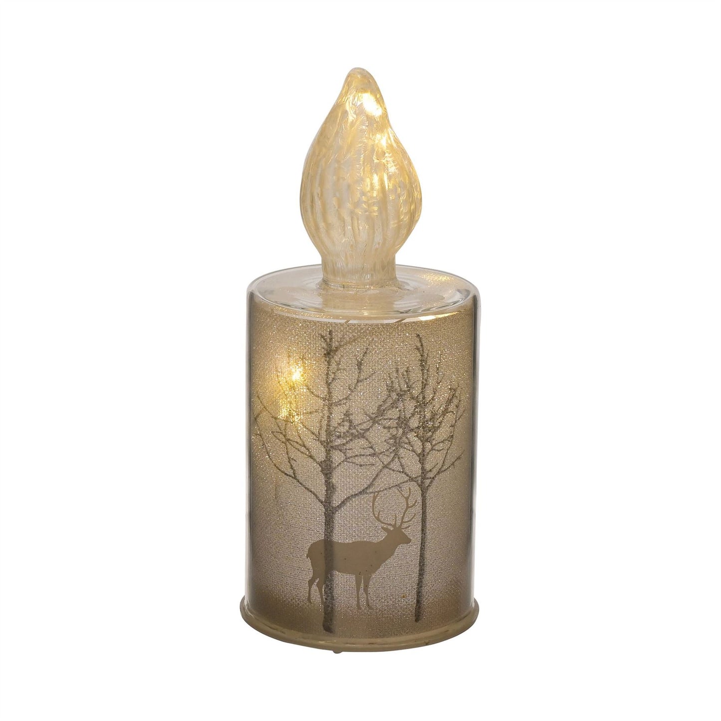 Silver Forest Scene Small LED Glass Candle Light