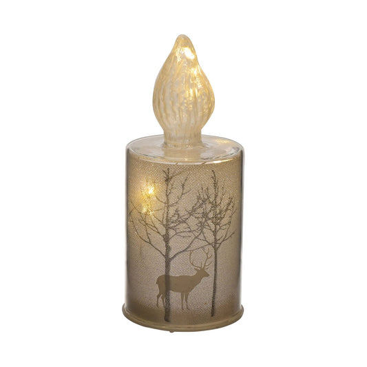 Silver Forest Scene Small LED Glass Candle Light