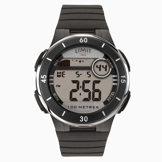 Limit Childrens Black Case & Silicone Strap with Black Dial Watch