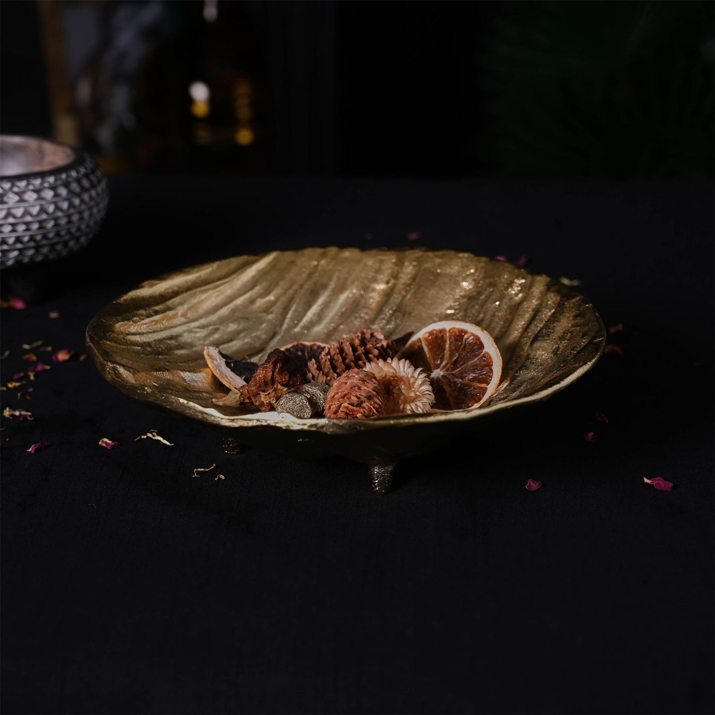 Hestia Gold Metal Round Textured Display Bowl  23cm