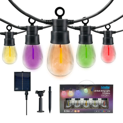 ExtraStar LED Solar Bulb String Lights, 6.5m, 10 bulbs, RGB