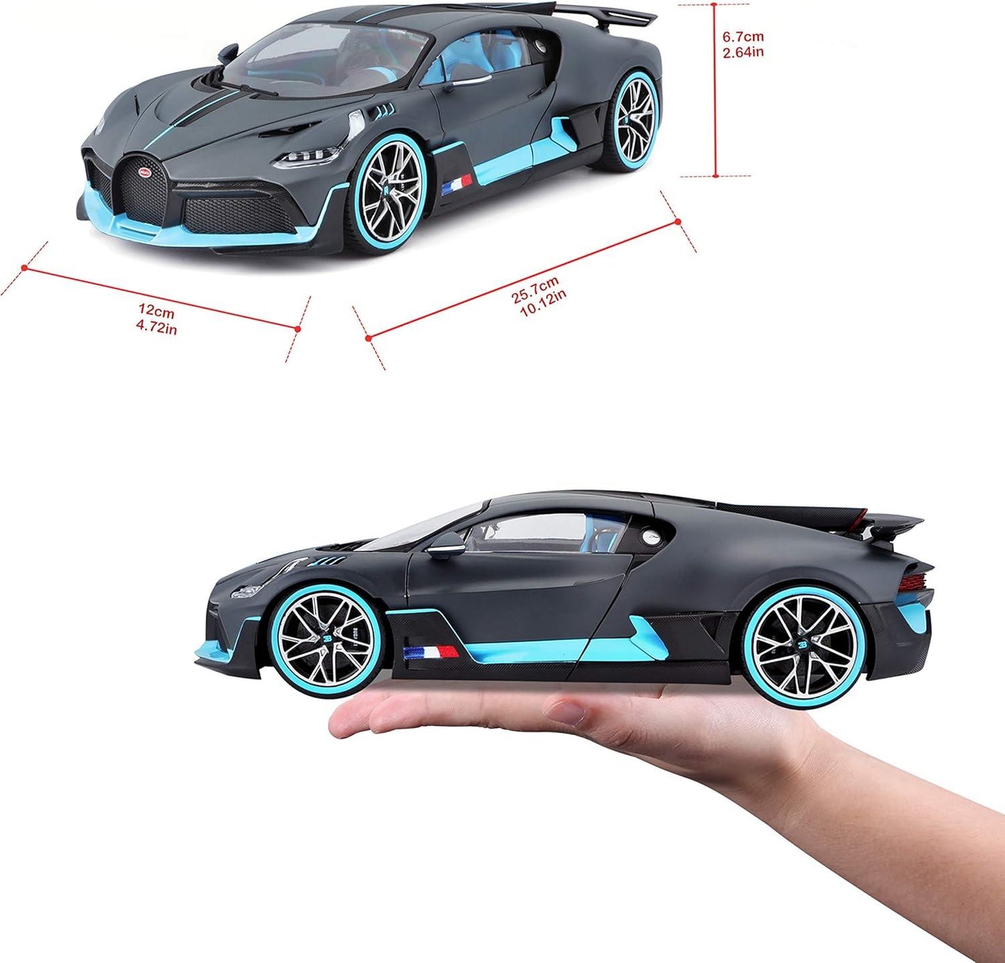 Burago 1:18 Bugatti Divo Flat Dark Grey Die Cast