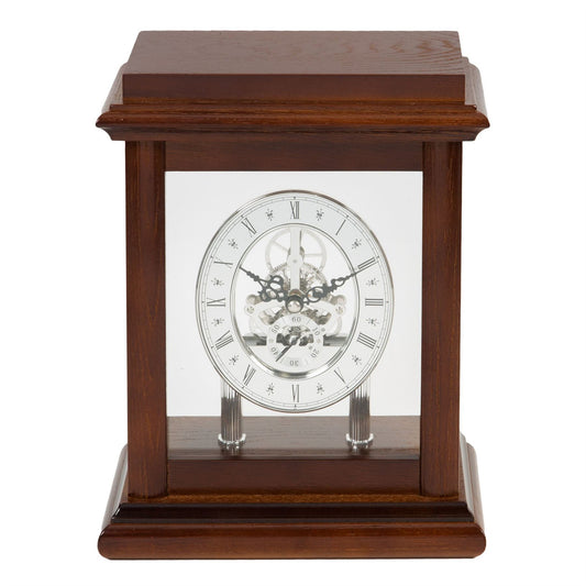 Wm.Widdop Skeleton Movement Wooden Mantel Clock  26cm
