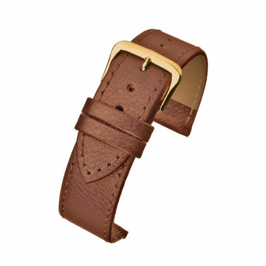 Brown Buffalo Grain Leather Watch Strap Available Sizes 8mm-26mm