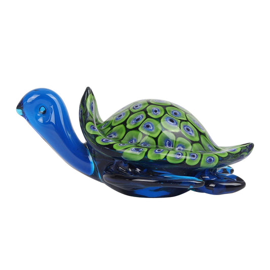 Objets d'Art Glass Figurine - Blue & Green Turtle