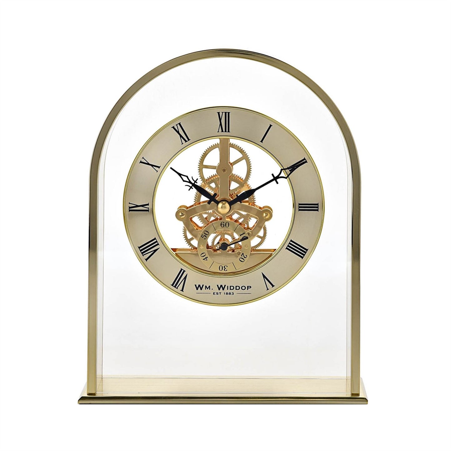 Wm.Widdop Arch Mantel Clock Skeleton Dial Roman W2028 Available Multiple Colour