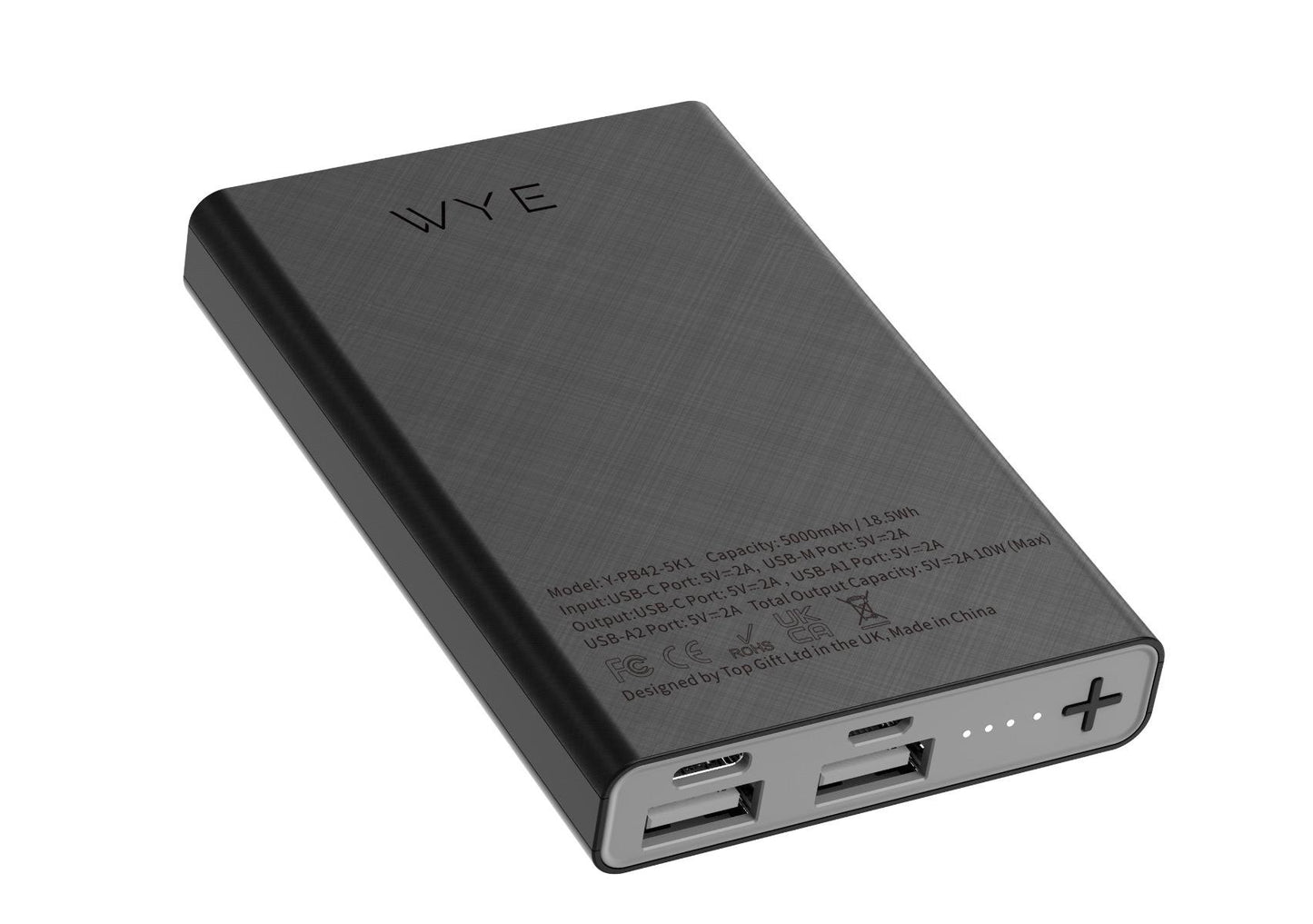 WYEFLUX 5000mAh Portable Power Bank Available BLACK/WHITE