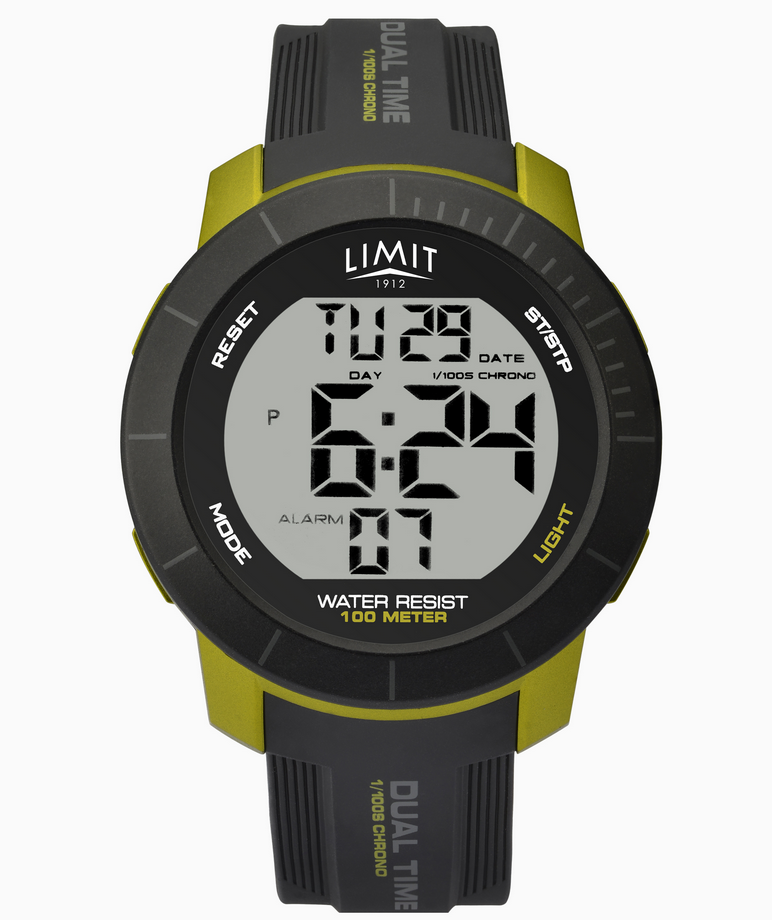 Limit Mens Digital Black Case & Plastic Strap with Black Dial Watch