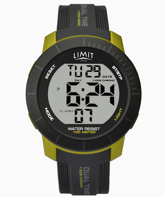 Limit Mens Digital Black Case & Plastic Strap with Black Dial Watch