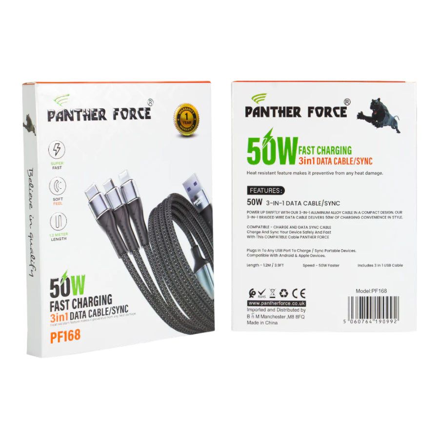 Panther Force Fast Charging Type C to 3 in 1 cable