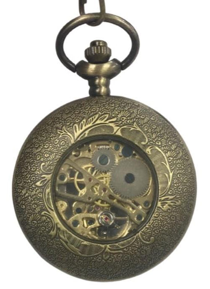 Mens & Ladies Mechanical Hand Winding Half Hunter Steampunk Bronze Pocket Watch